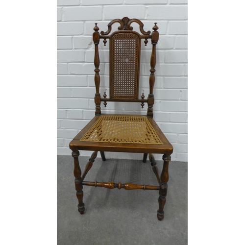 307 - Side chair with canework back and seat. 93 x 42 x 38cm.