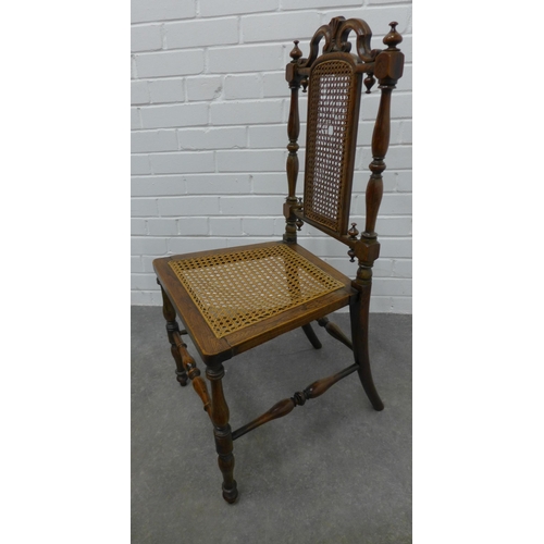 307 - Side chair with canework back and seat. 93 x 42 x 38cm.