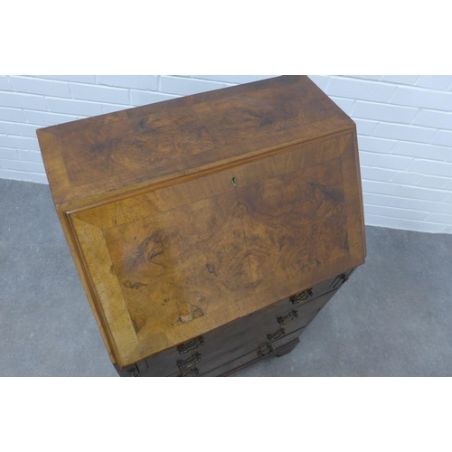 308 - Walnut secretaire chest on bracket feet. 97 x 59 x 39cm.