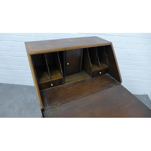 308 - Walnut secretaire chest on bracket feet. 97 x 59 x 39cm.