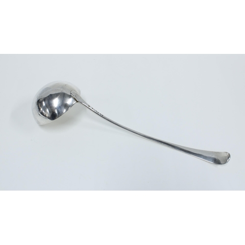 31 - 18th century silver ladle, Old English pattern, London circa 1760's, 34cm