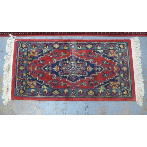 316 - Belgian 'Tabriz' silk runner and another smaller, 210 x 65cm and 120 x 62cm (2)