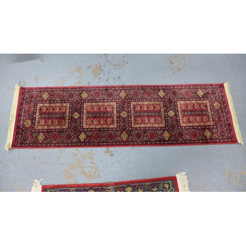 316 - Belgian 'Tabriz' silk runner and another smaller, 210 x 65cm and 120 x 62cm (2)