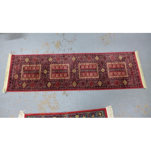 316 - Belgian 'Tabriz' silk runner and another smaller, 210 x 65cm and 120 x 62cm (2)