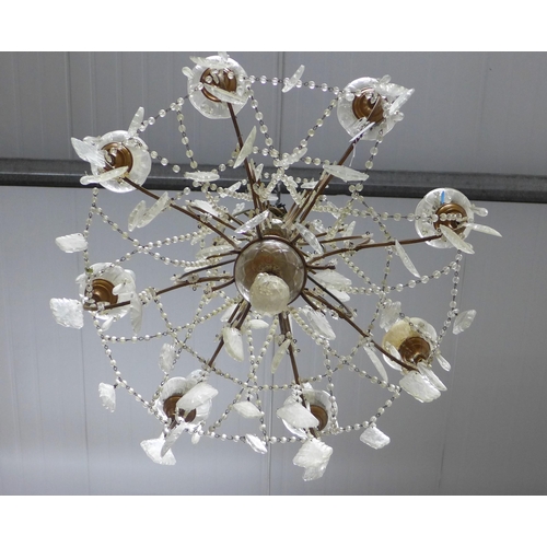 320 - Brass & crystal eight branch chandelier, 75 x 66cm