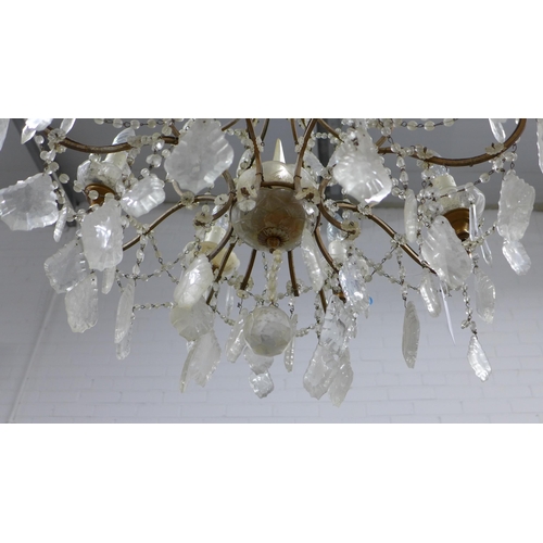 320 - Brass & crystal eight branch chandelier, 75 x 66cm