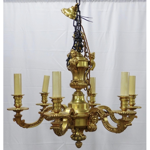 322 - Baroque style six branch chandelier,  64 x 64cm