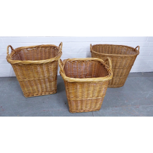 323 - Three wicker log baskets. 61 x 61 x 57cm. (3)