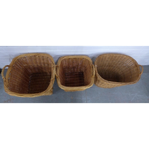 323 - Three wicker log baskets. 61 x 61 x 57cm. (3)