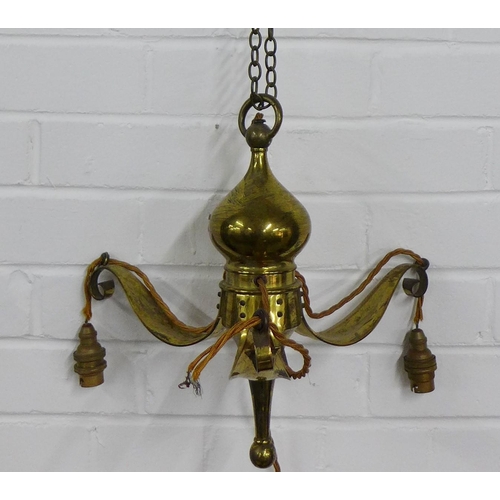 324 - Early 20th century brass light fitting. 33 x 36cm.