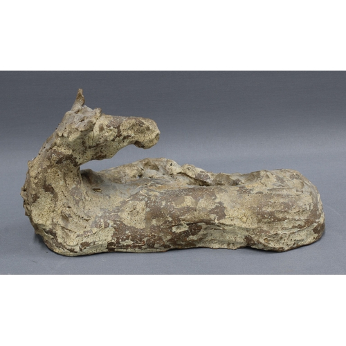 326 - Stoneware horse, modelled lying, apparently unsigned, 36cm long