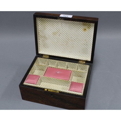 331 - Tunbridgeware sewing box, the hinged lid with tumbling cubes pattern, opening to reveal a fitted int... 