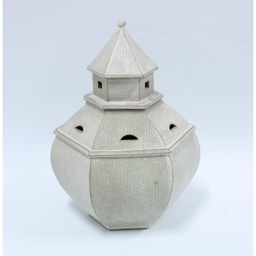 339 - Frank Pottinger RSA, stoneware dovecot jar and cover, 30cm