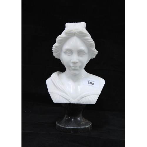 368 - White hardstone head and shoulders bust on a socle base, 25cm