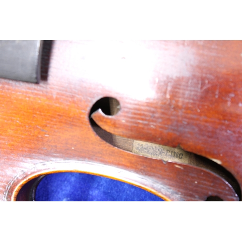 385 - Late 19th / early 20th century Medeo Fino violin with bow and case