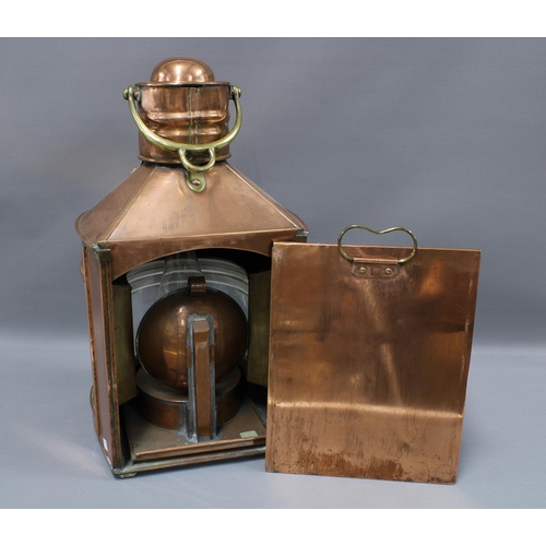 394 - Large copper and brass ships Masthead lantern, 58 x 35cm