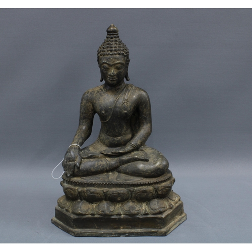 401 - Bronze Buddha, modelled seated in contemplative pose