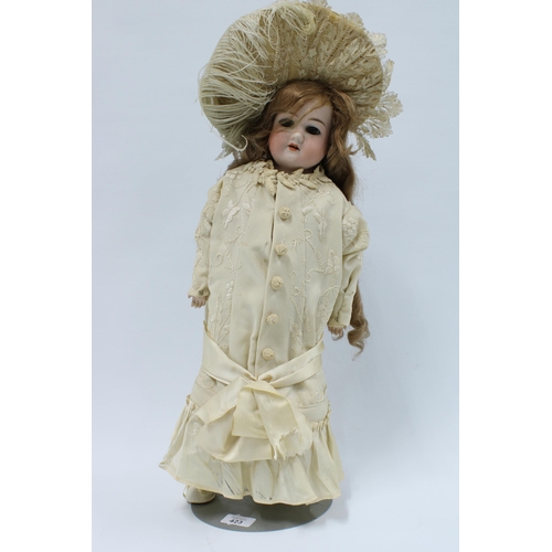 423 - Early 20th century Armand Marseille bisque head doll, AM370, 52cm long