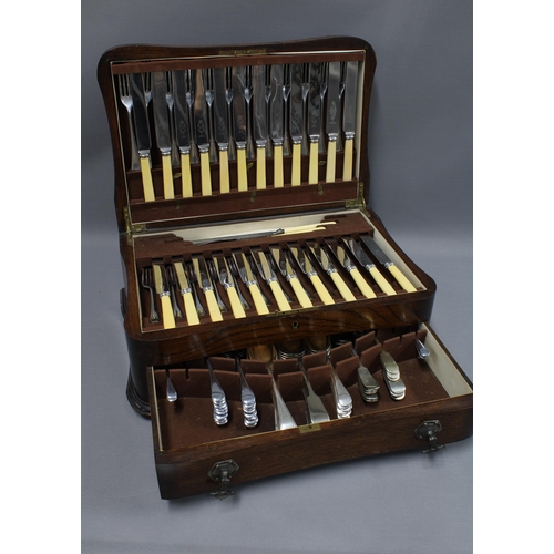 440 - An oak cased canteen of epns and composite handled cutlery.