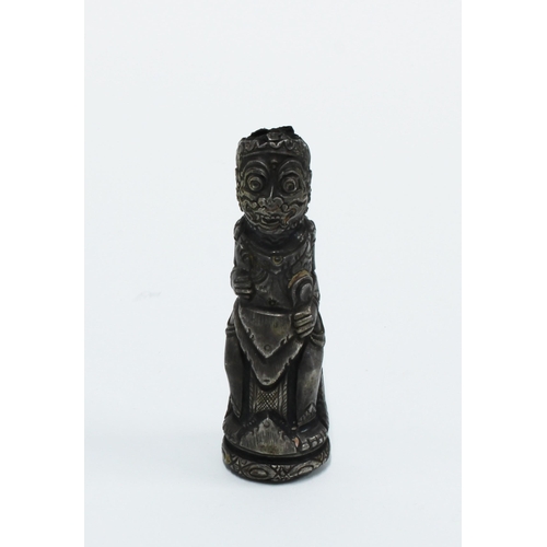 463 - Small southeast Asian white metal figural finial, height 8cm