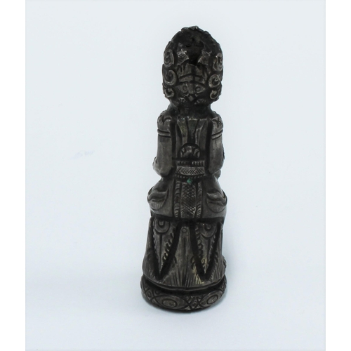 463 - Small southeast Asian white metal figural finial, height 8cm