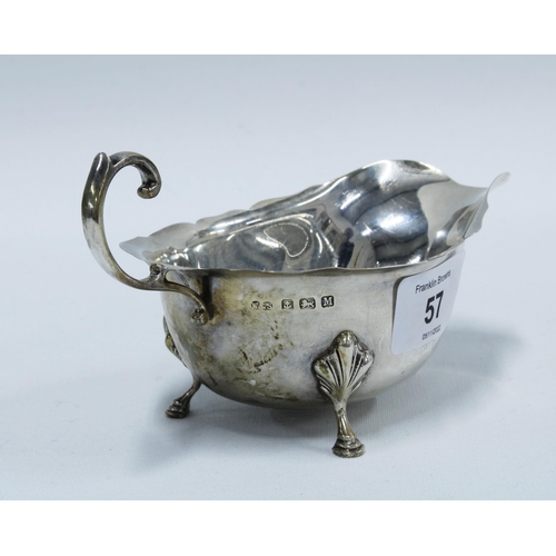 57 - George VI silver sauce boat, Birmingham 1936