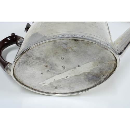 6 - George III silver teapot and matching silver teapot stand, Henry Chawner, London 1790, of oval form ... 