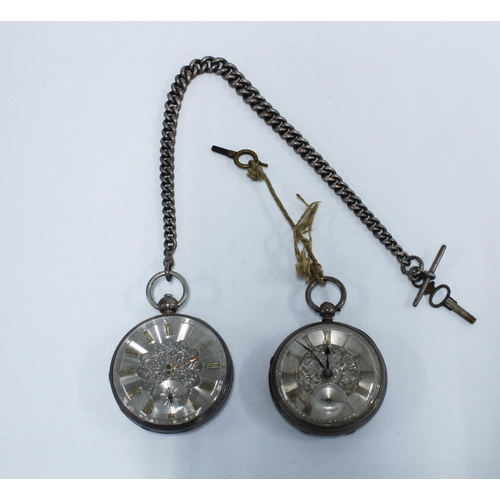 71 - Two 19th century silver cased open face pocket watches, one London 1837 and the other 1874 together ... 