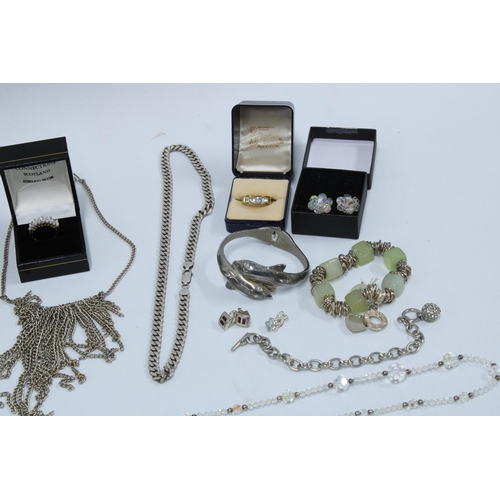 80 - Collection of vintage and later costume jewellery together with a French blue glass scent bottle and... 