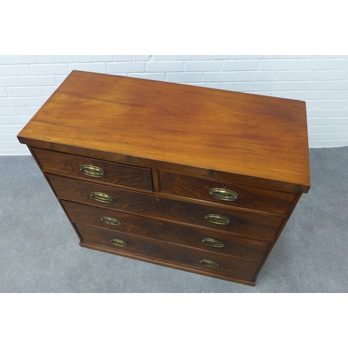 275 - Georgian flame mahogany chest with two short and three long drawers, 92 x 105 x 45cm.