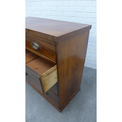 275 - Georgian flame mahogany chest with two short and three long drawers, 92 x 105 x 45cm.