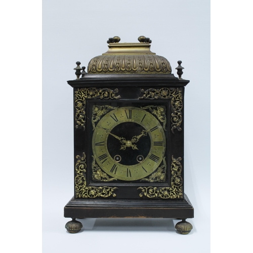 426 - Early 20th century ebonised bracket clock, 39cm excluding handle