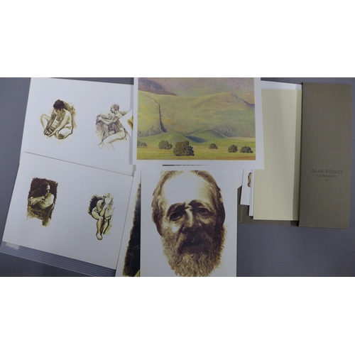 109 - A collection of small prints, including Alan Stones Lithographs, 