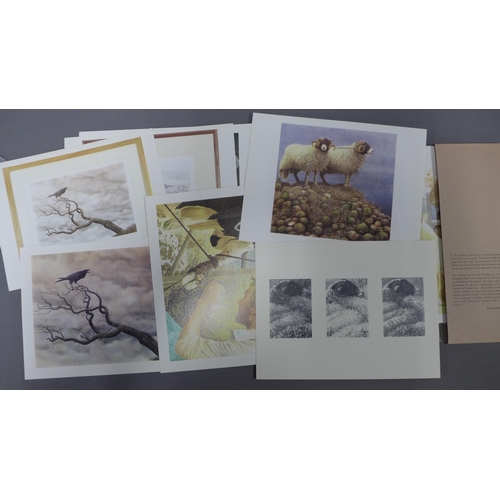 109 - A collection of small prints, including Alan Stones Lithographs, 