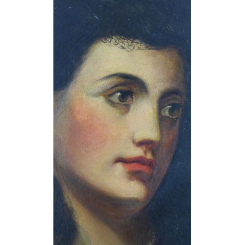 125 - 19th century oil on board portrait signed with a F. W. Hayes, and attributed verso, in an ornate gil... 