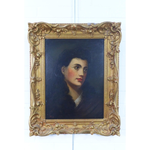 125 - 19th century oil on board portrait signed with a F. W. Hayes, and attributed verso, in an ornate gil... 