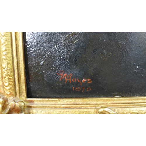 125 - 19th century oil on board portrait signed with a F. W. Hayes, and attributed verso, in an ornate gil... 