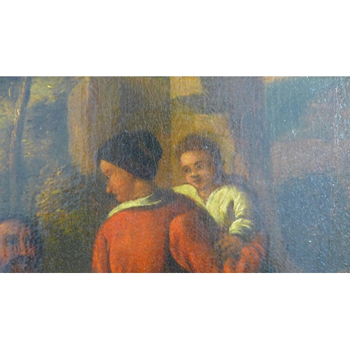 126 - Family group , oil on canvas, apparently unsigned, framed 61 x 48cm