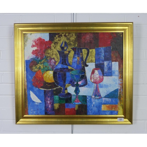 128 - Thomas, still life acrylic oil on canvas, singed and framed, 60 x 50cm