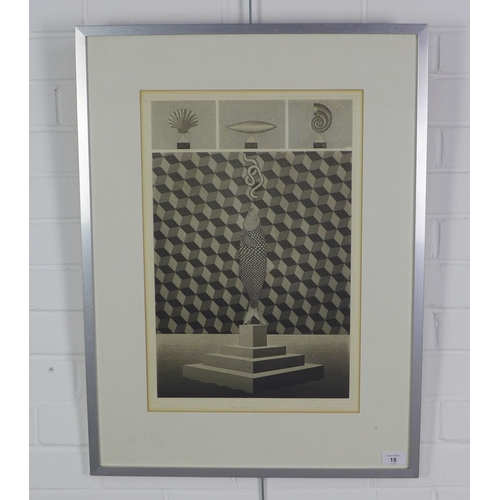 18 - John Mooney, 20th century school, 'Scale Drawing', print numbered 3/25, signed in pencil and dated 1... 