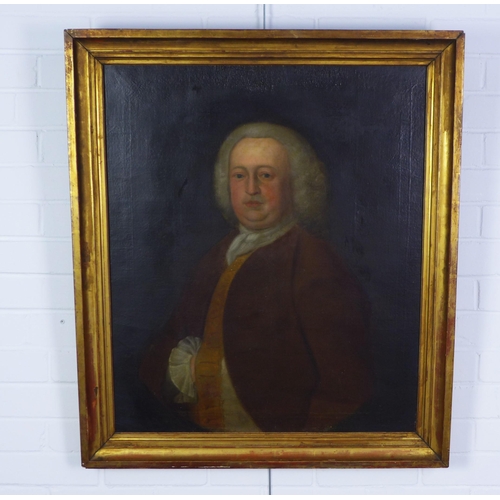 2 - English School, half length portrait of an 18th century Gent, oil on canvas, apparently unsigned, in... 