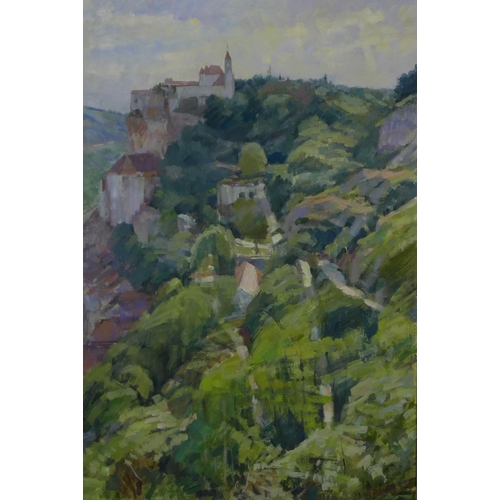 20 - Brian Roxby R.O.I. 'Rocamadour, France', oil on canvas, signed and framed, 50 x 75cm