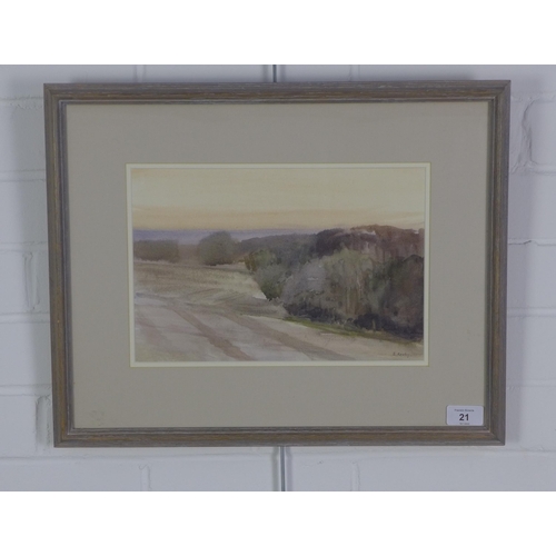 21 - Brian Roxby R.O.I. 'Edge of the Wood', watercolour, signed and framed under glass, Mall Galleries la... 