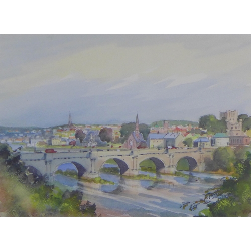 23 - Fred Stott, watercolour of Kelso, signed and framed under glass, 34 x 25cm