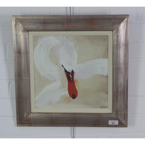 24 - Brent Miller (Scottish) 'Swan', oil on canvas, signed and framed with an Open Eye Gallery label vers... 