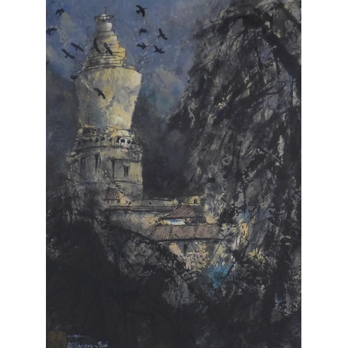 28 - James Williamson-Bell (1938-2010) 'Wu Tai Shan', watercolour, signed and framed under glass, 30 x 40... 