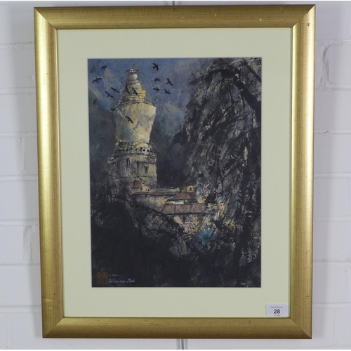 28 - James Williamson-Bell (1938-2010) 'Wu Tai Shan', watercolour, signed and framed under glass, 30 x 40... 