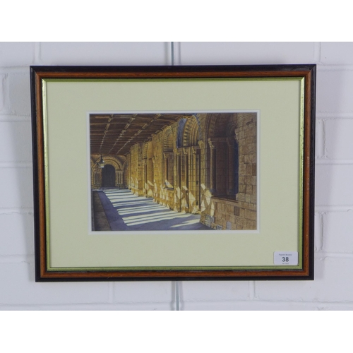 38 - John Home, 'Southern Side of Cloisters', watercolour, signed with initials and framed under glass, 2... 