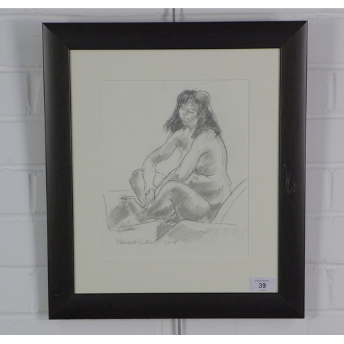 39 - Vincent Butler, 'Figure Drawing' pencil on paper, signed and framed under glass, 2 x 27cm