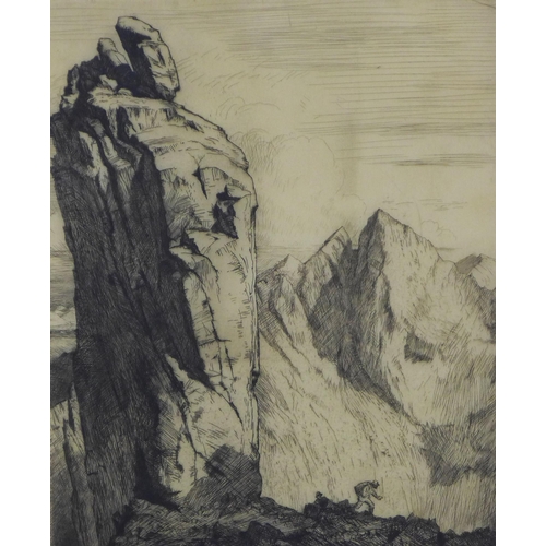 4 - Randolph Schwabe (British 1885 - 1948) 'The Inaccessible Pinnacle, Skye', etching, Prov., The Artist... 